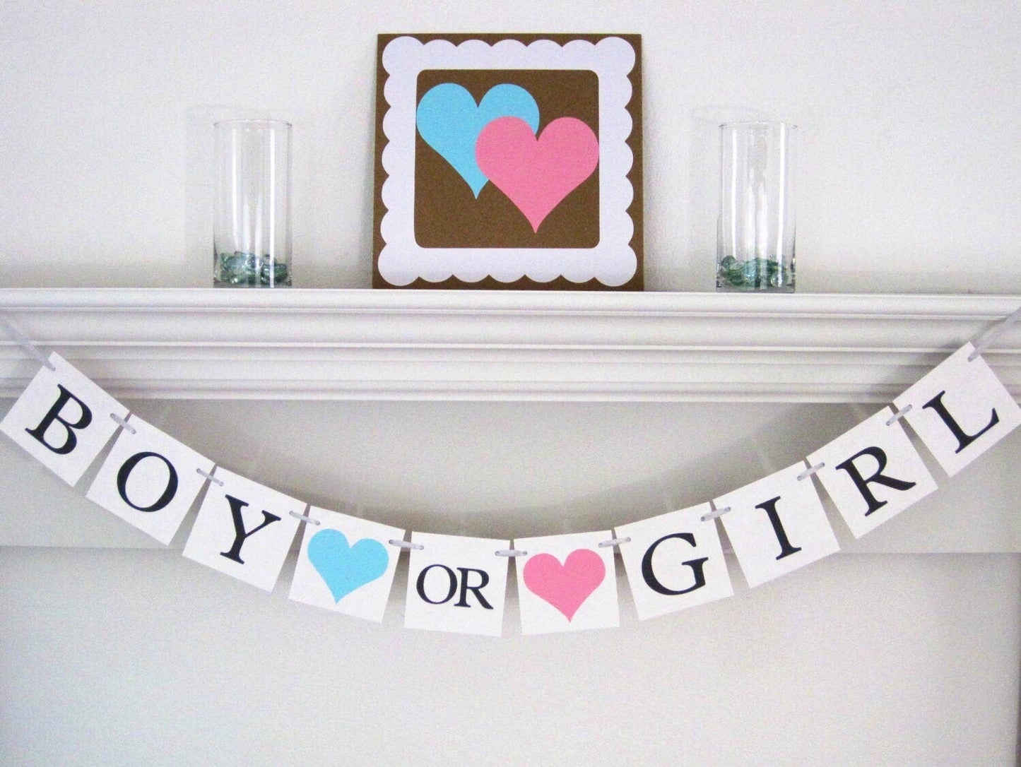 Boy or Girl Banner - Blue/Pink Hearts