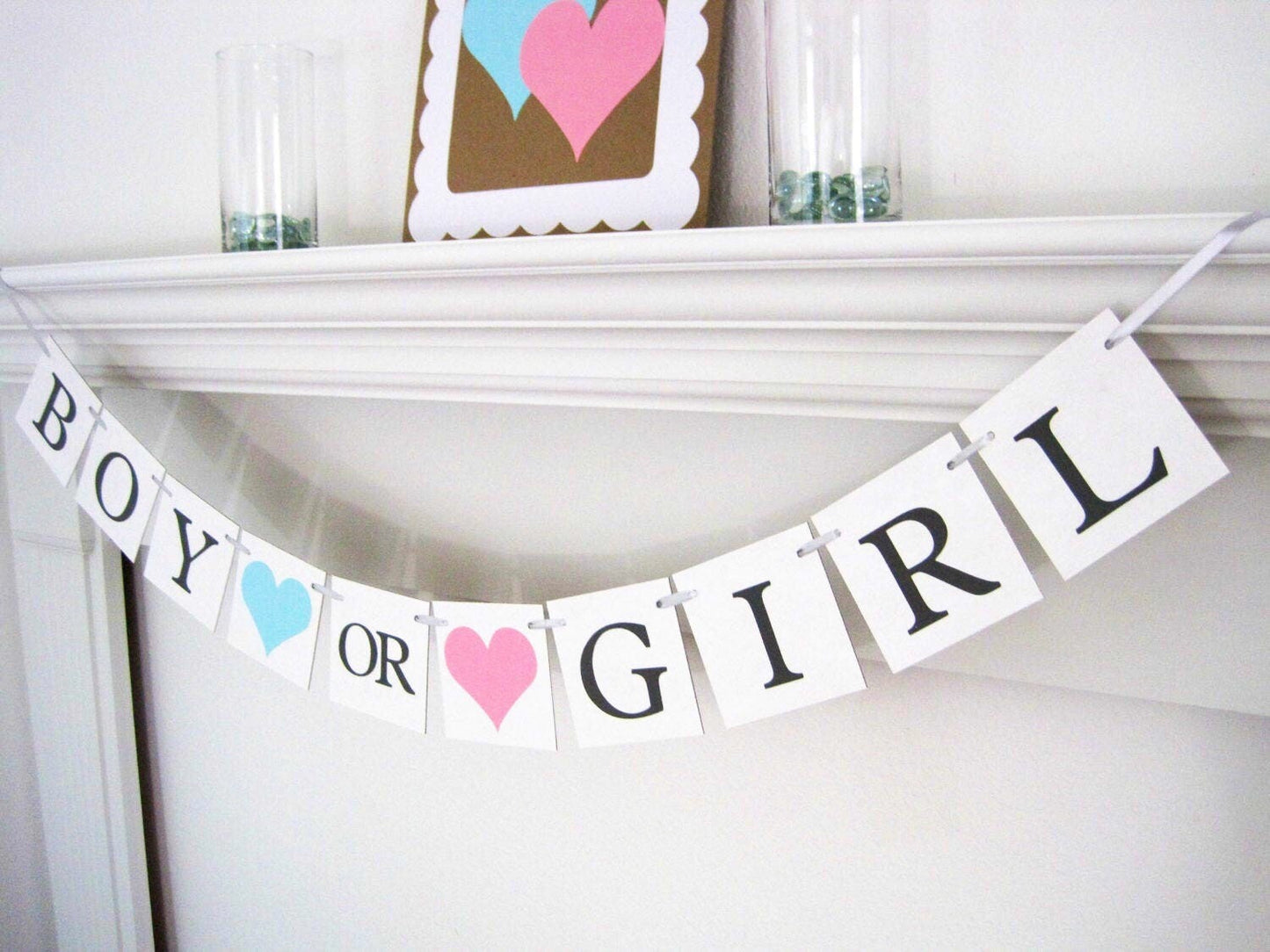 Boy or Girl Banner - Blue/Pink Hearts