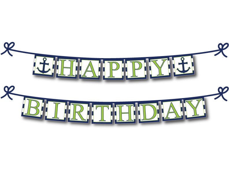 printable green nautical happy birthday banner - Celebrating Together