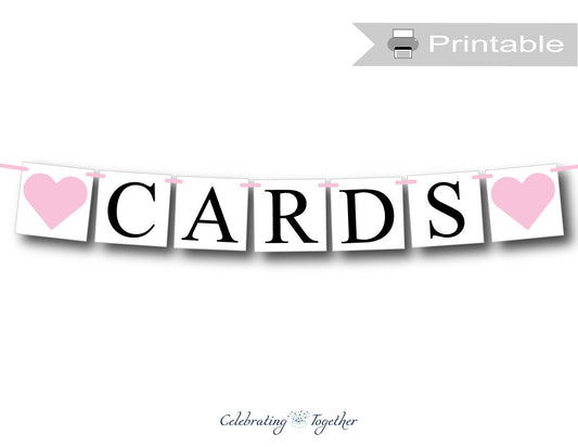 printable cards banner with hearts for baby shower decorations - Celebrating Together