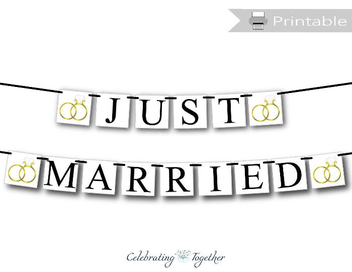 Printable Wedding Ring Just Married Banner