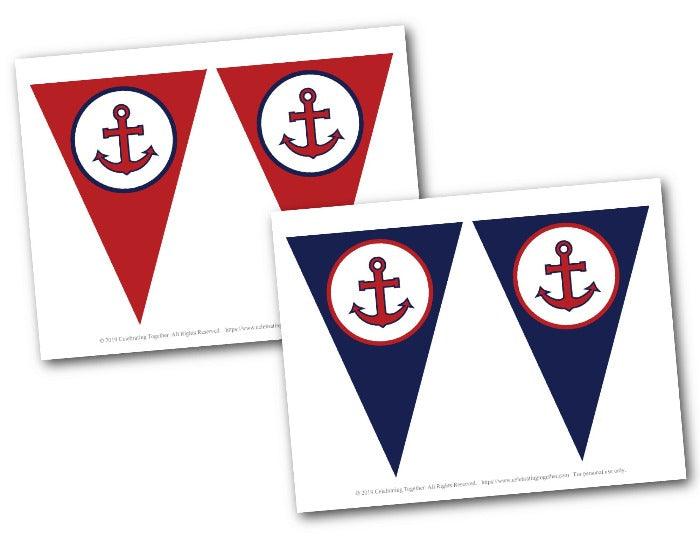 Printable Nautical Happy Birthday Pennant Banner