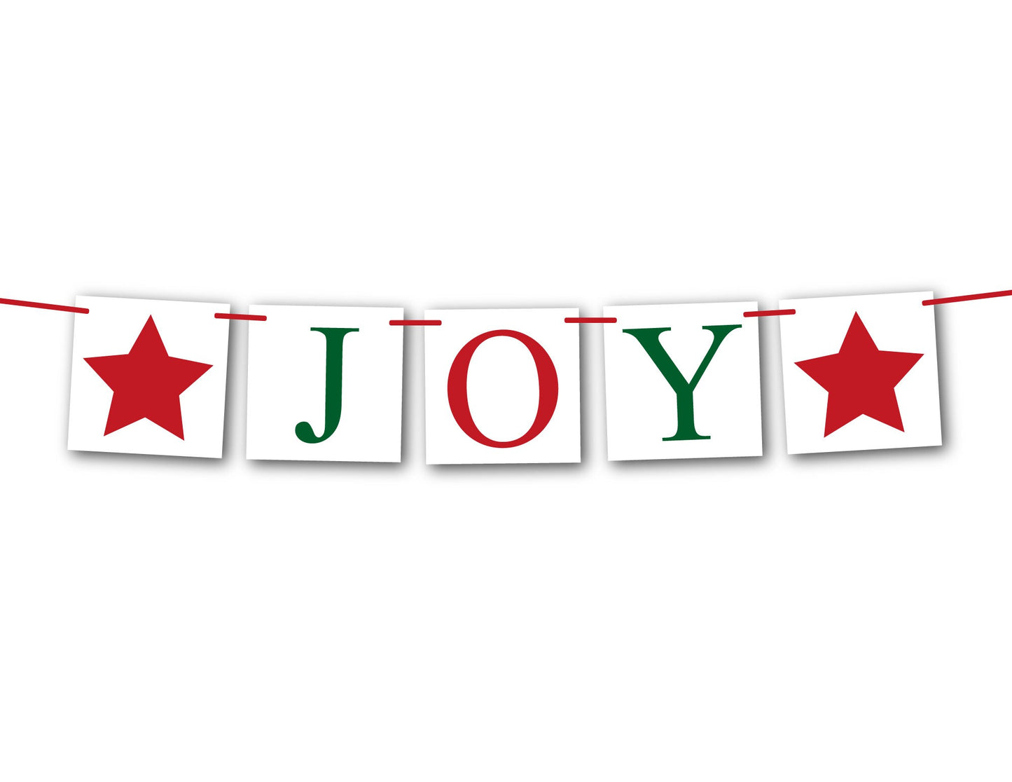 Joy Banner, Christmas banner, festive red and green Christmas decorations, star decor, joy to the world bunting, holiday mantel garland