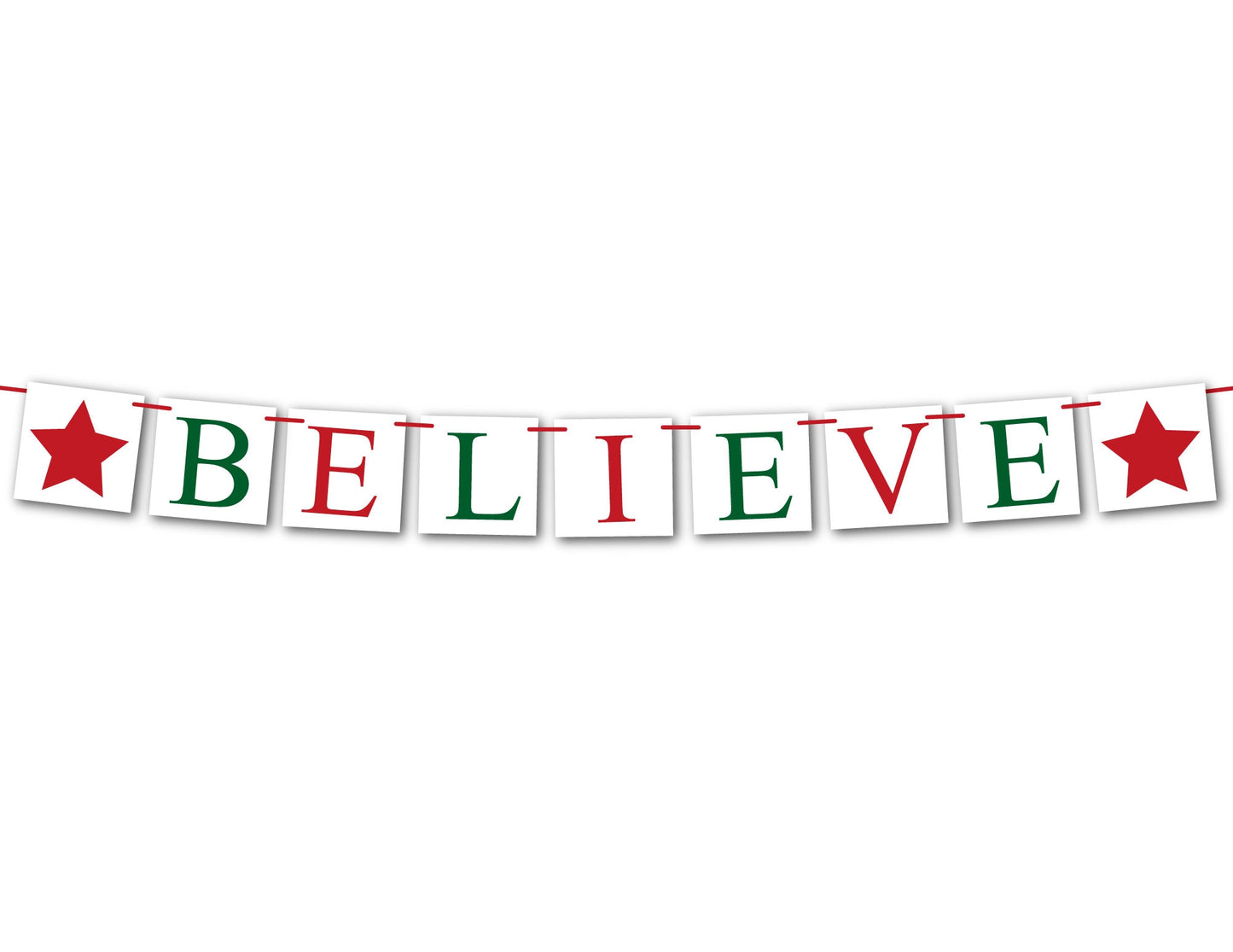 Believe Banner, red and green Christmas sign, fireplace mantel holiday decorations, hearth Christmas garland, do you believe decor