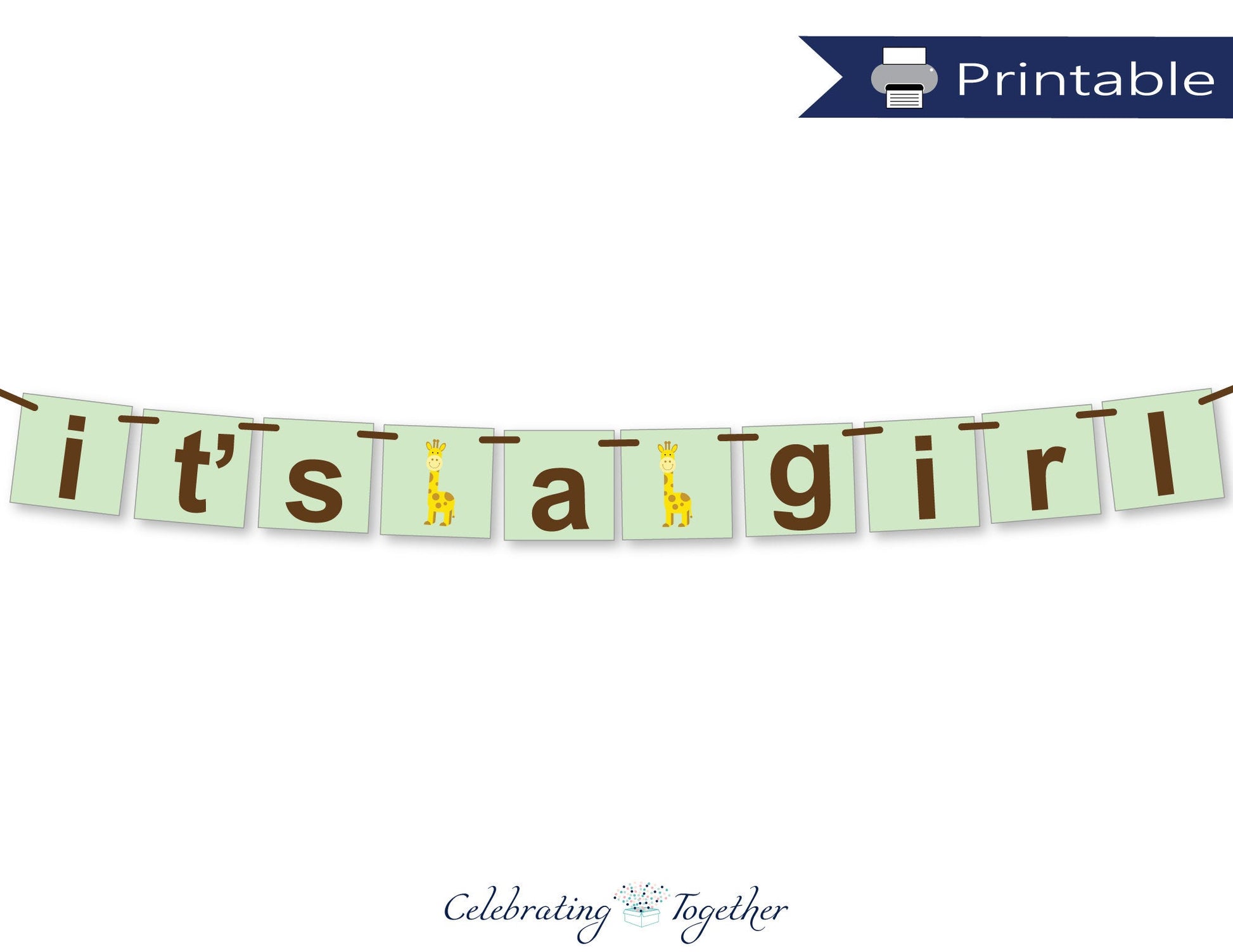 printable safari it's a girl baby shower banner - Celebrating Together
