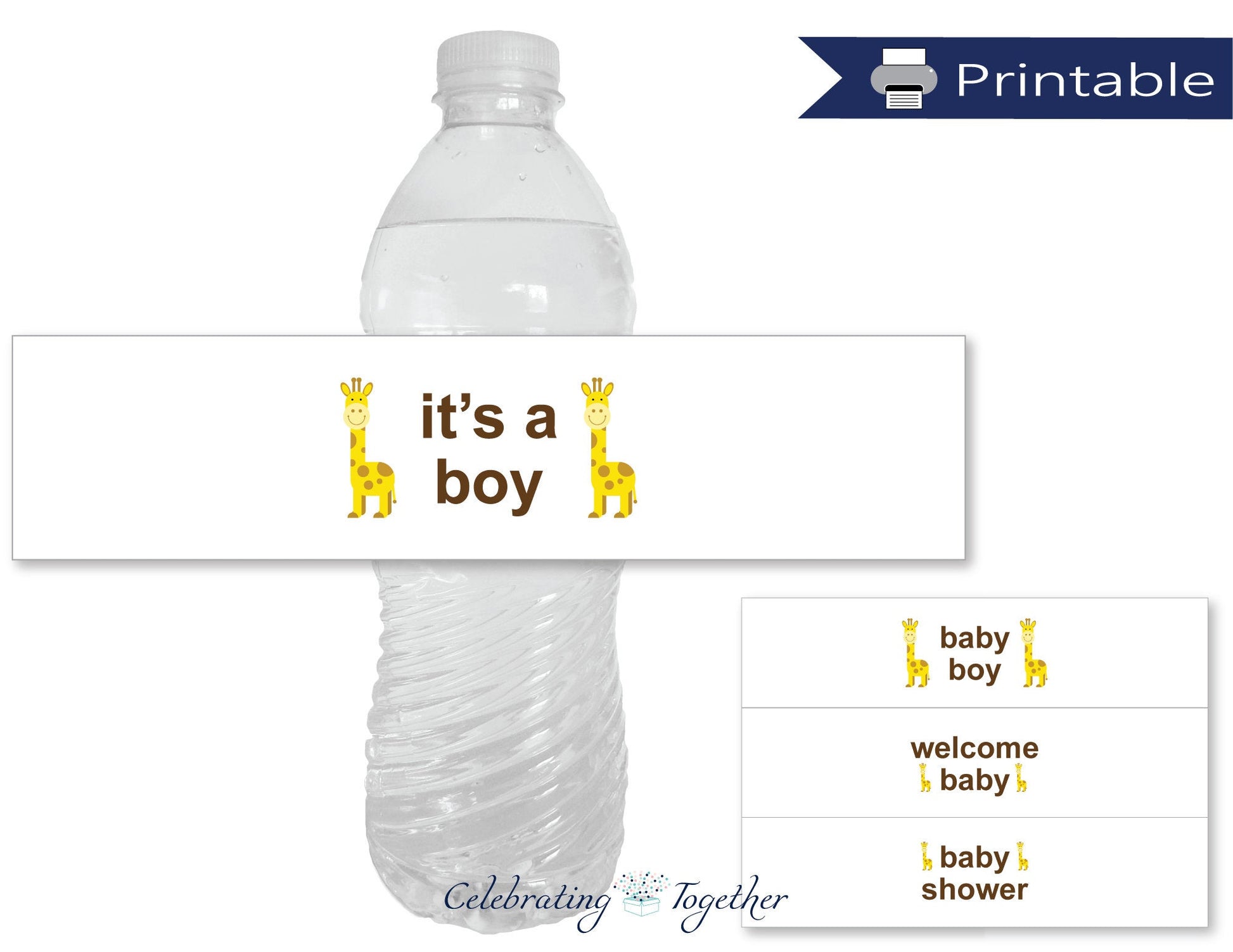 DIY safari baby shower water bottle labels - Celebrating Together