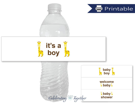 DIY safari baby shower water bottle labels - Celebrating Together