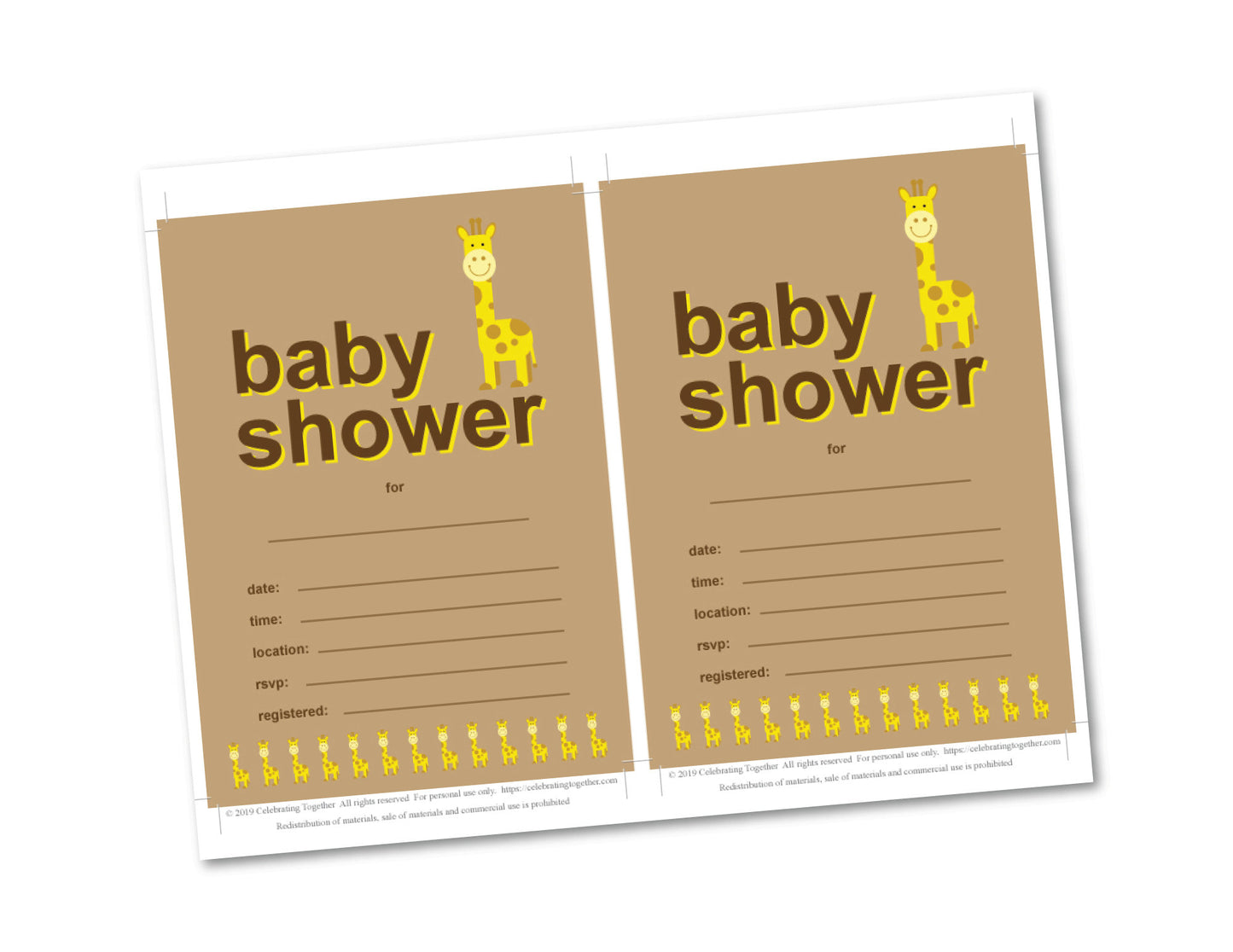 DIY giraffe baby shower invitations - Celebrating Together