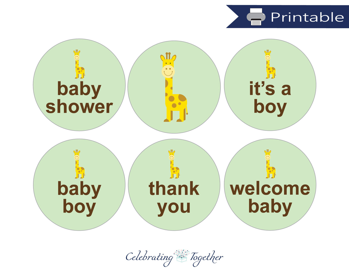 Printable Boys Giraffe Favor Tags