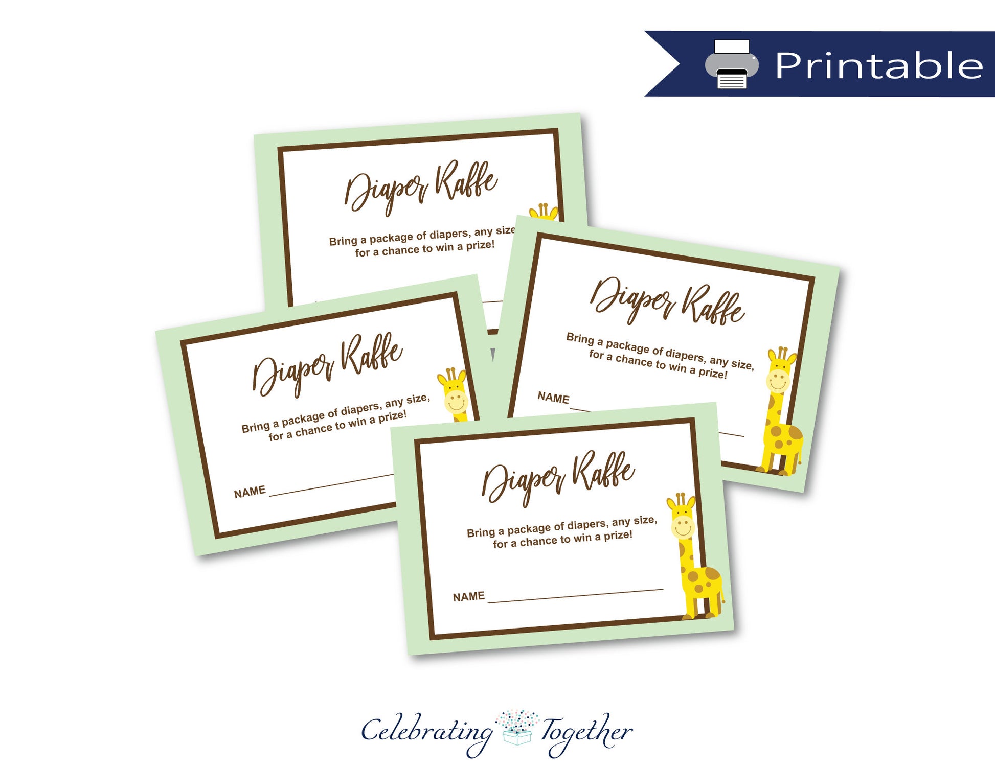printable giraffe diaper raffle cards - Celebrating Together