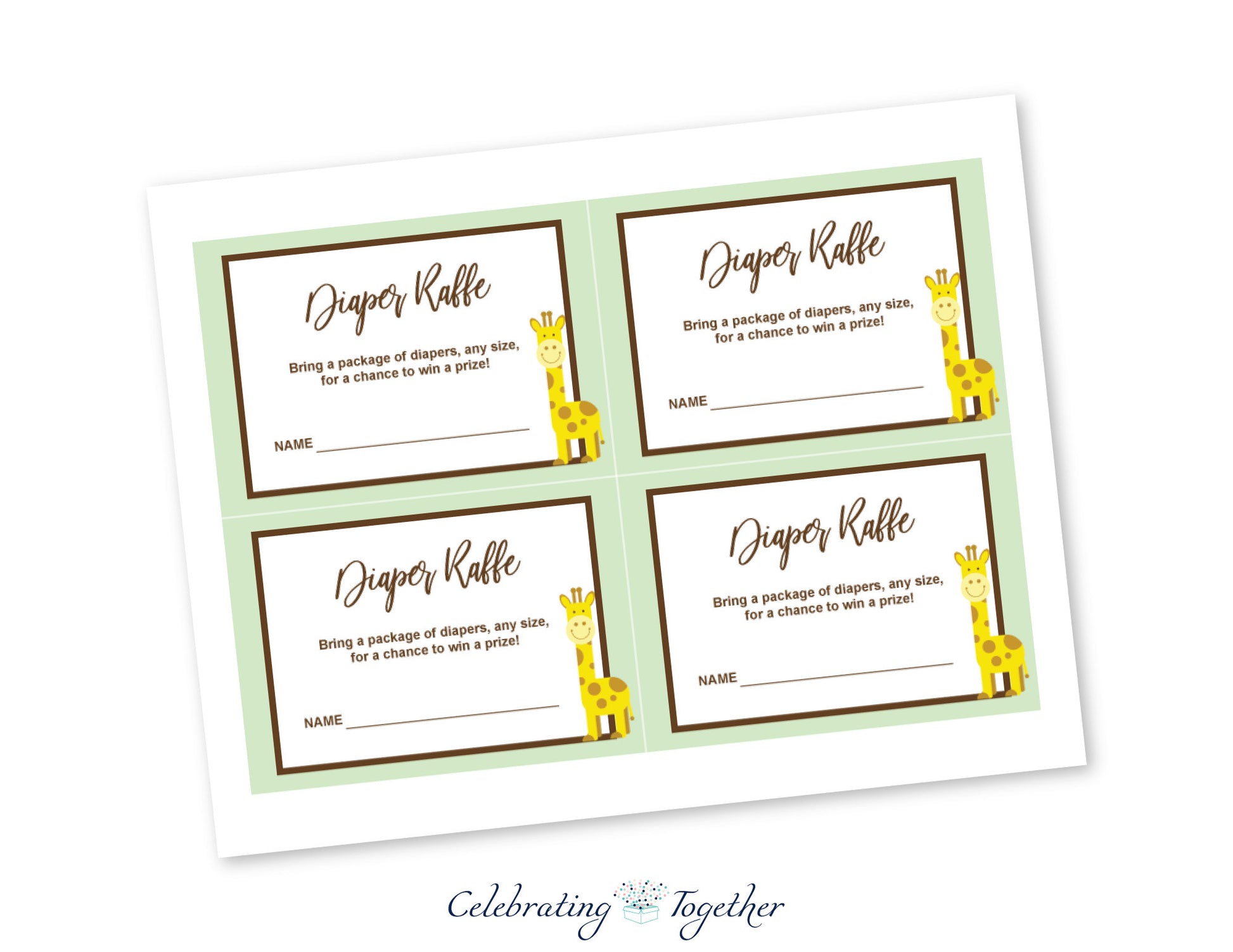 DIY zoo diaper raffle cards - Celebrating Together 