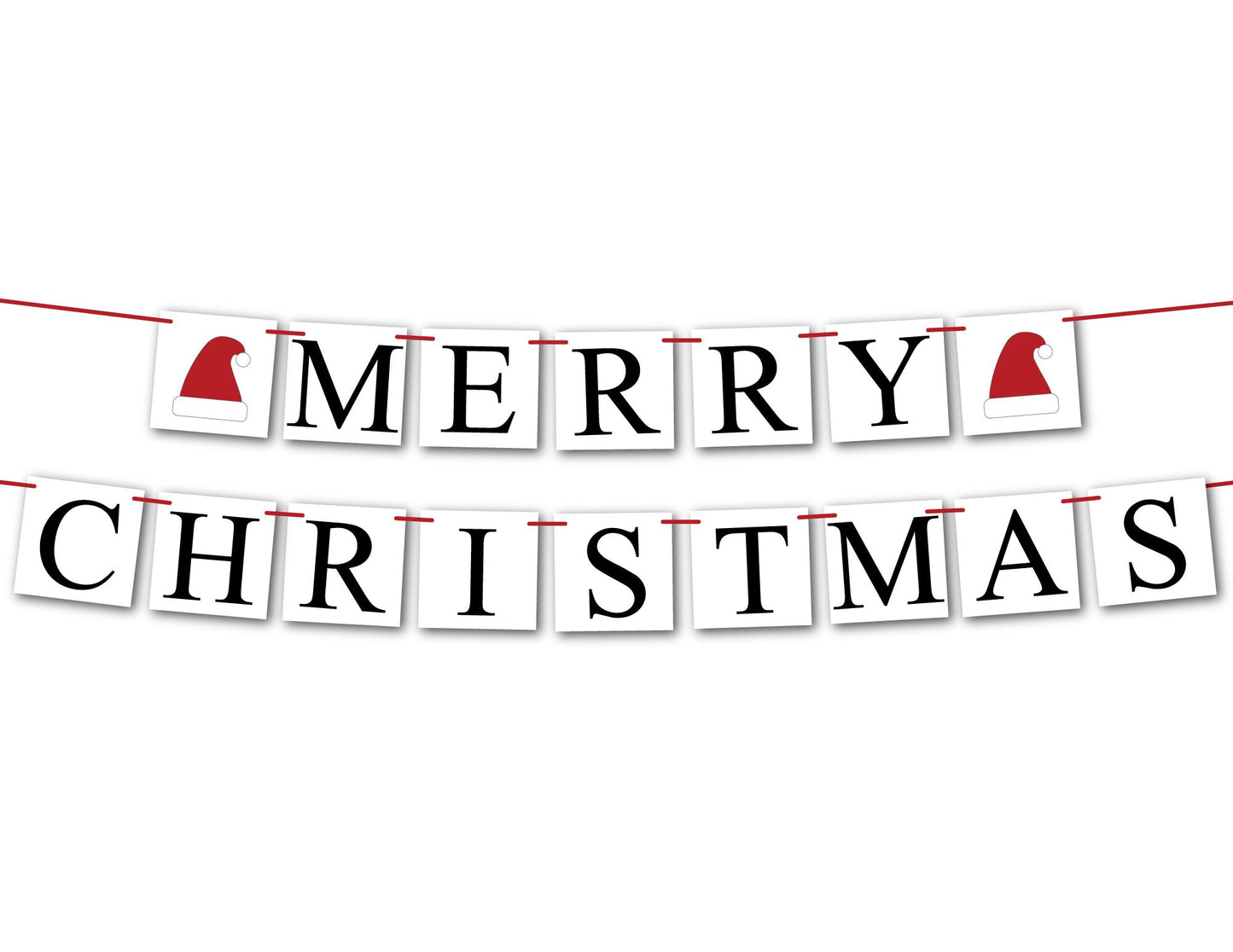 Merry Christmas Banner - Santa Hat