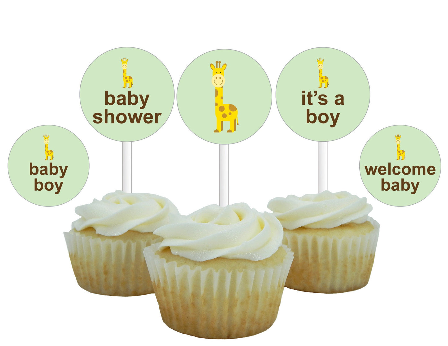printable zoo boys baby shower cupcake topper - Celebrating Together