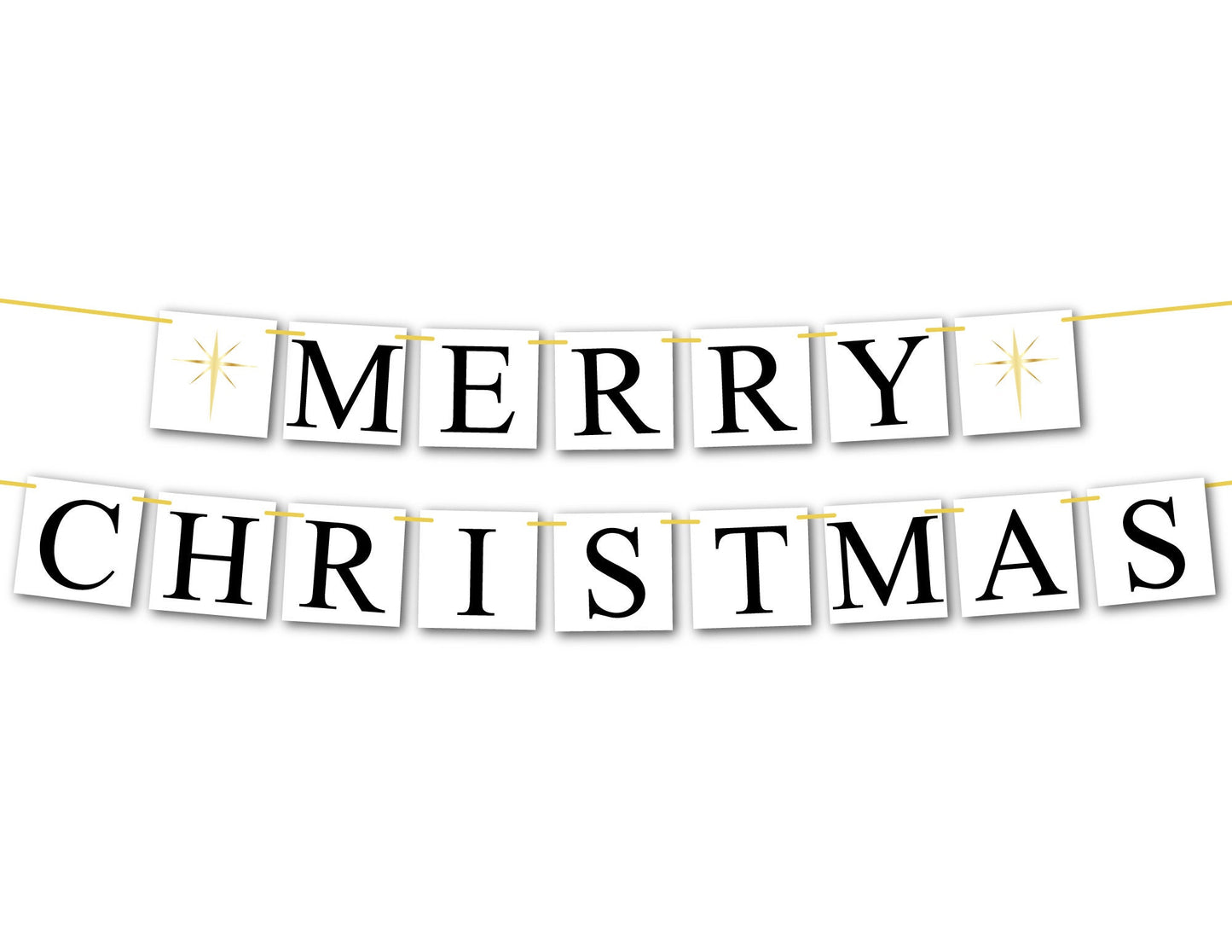 Merry Christmas Banner - Gold North Star