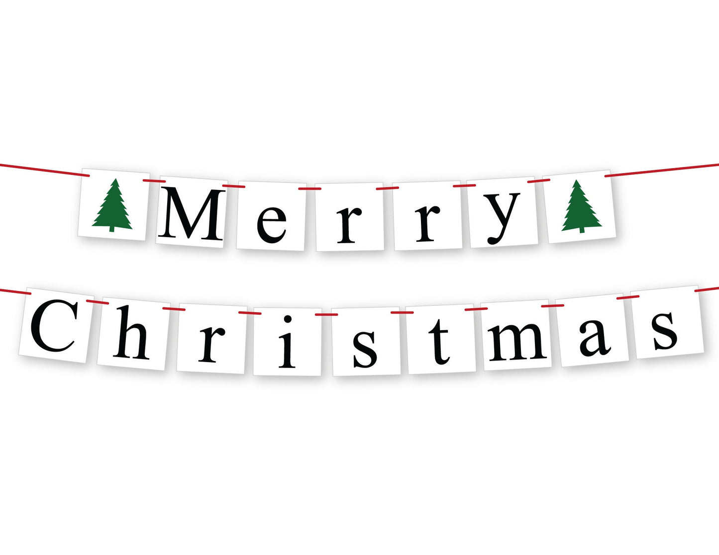 Merry Christmas Banner - Evergreen Trees