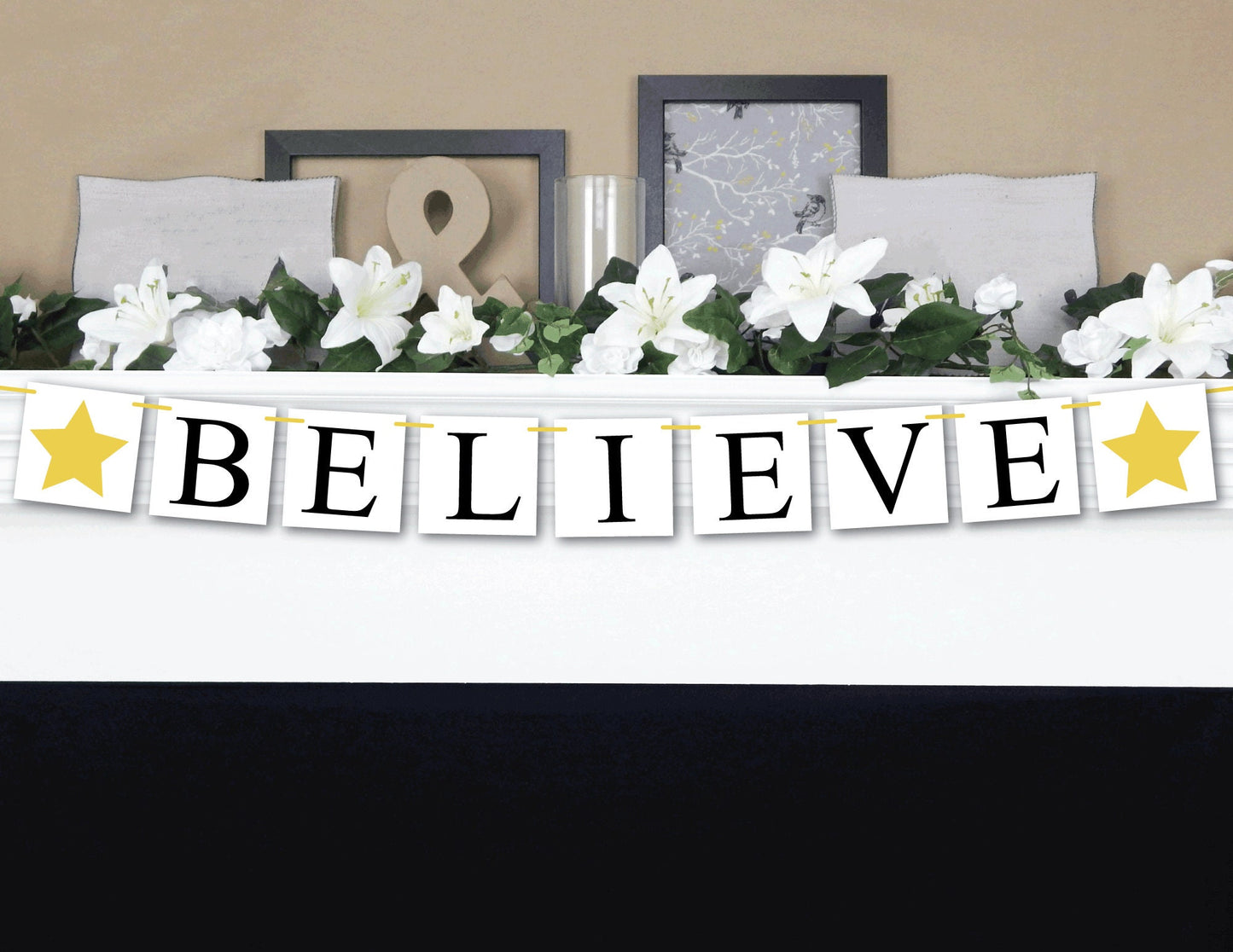 Believe Banner - Black/Gold Star