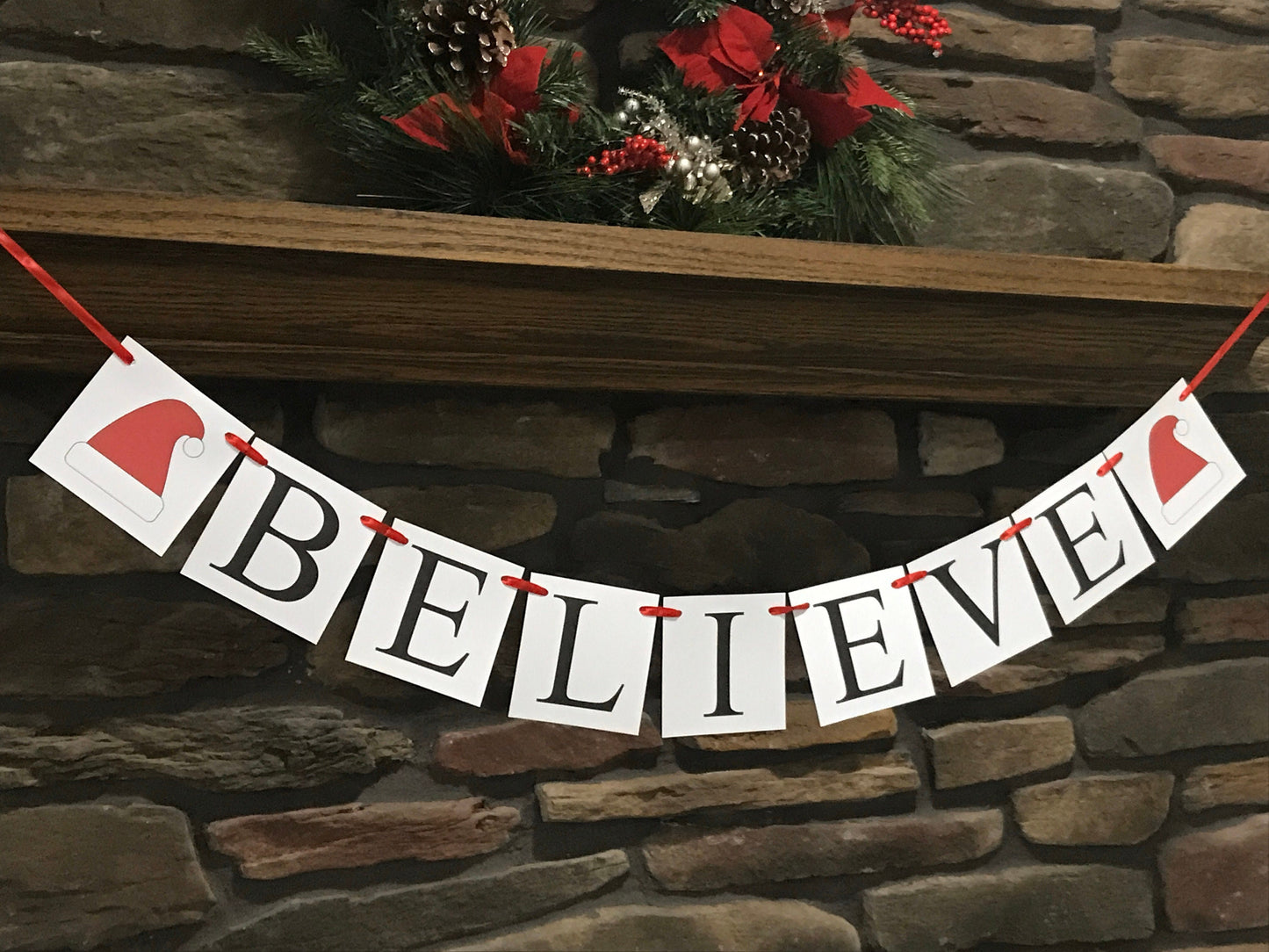 Believe Banner - Santa Hats