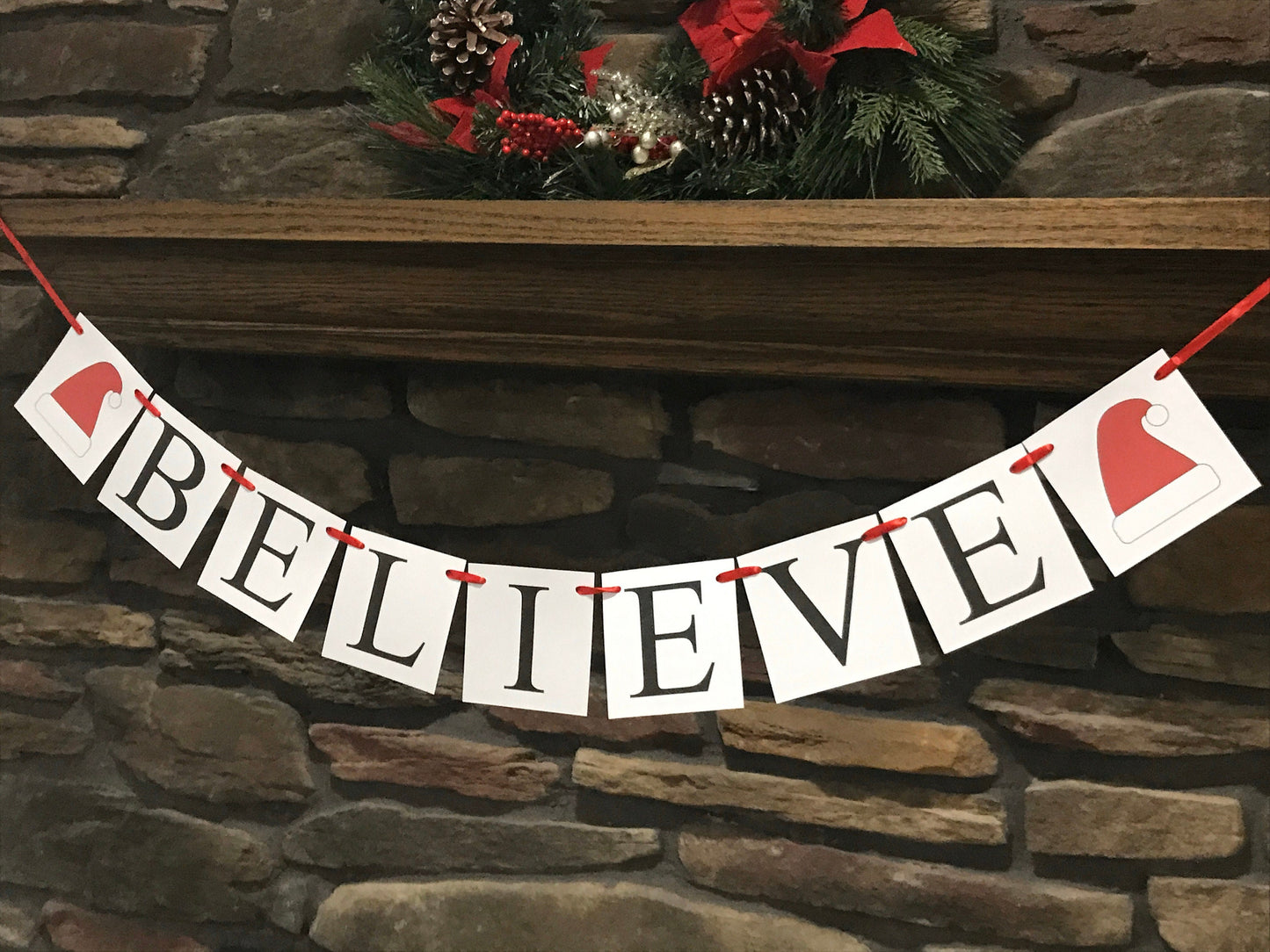 Believe Banner - Santa Hats
