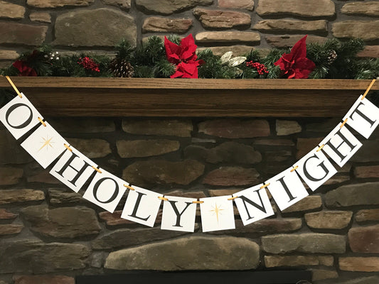 O Holy Night Banner - Gold North Star