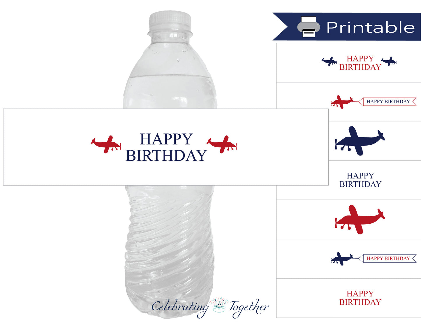 DIY Airplane Water Bottle Wraps - Boys Birthday Party Decorations –  Celebrating Together