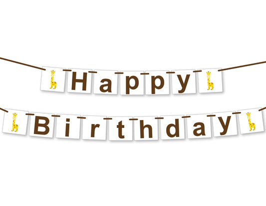 Happy Birthday Banner - Giraffe