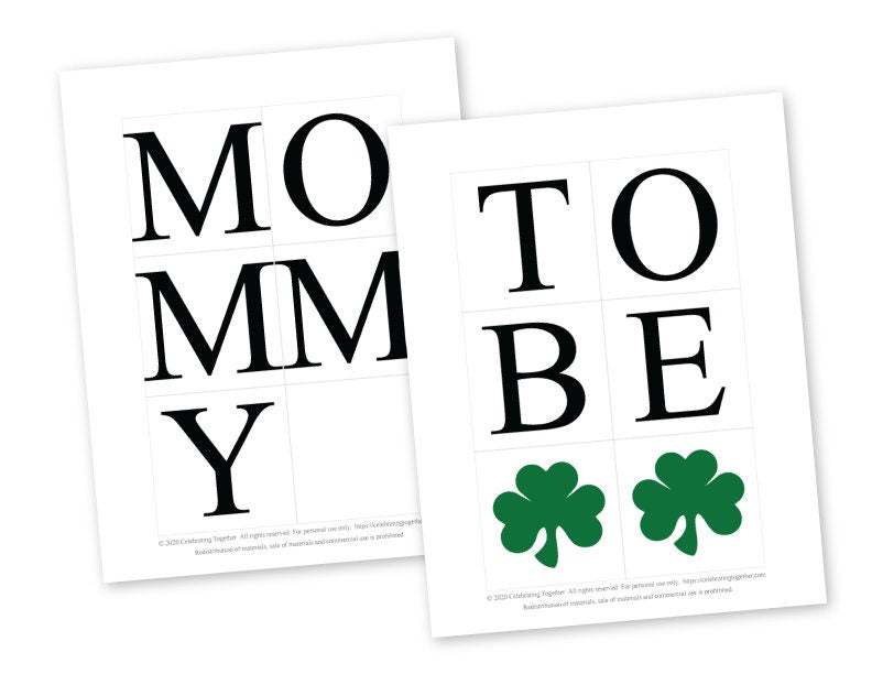 printable sheets - diy mommy to be banner - clover baby shower decorations