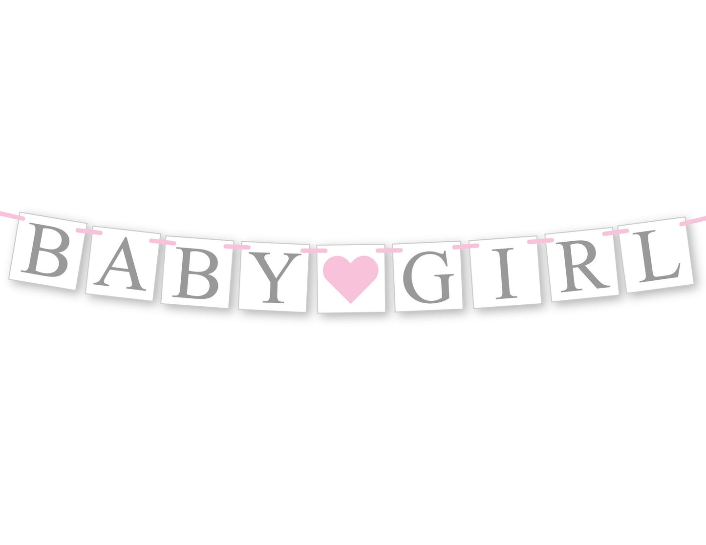 Baby Girl Banner - Gray/Pink Heart