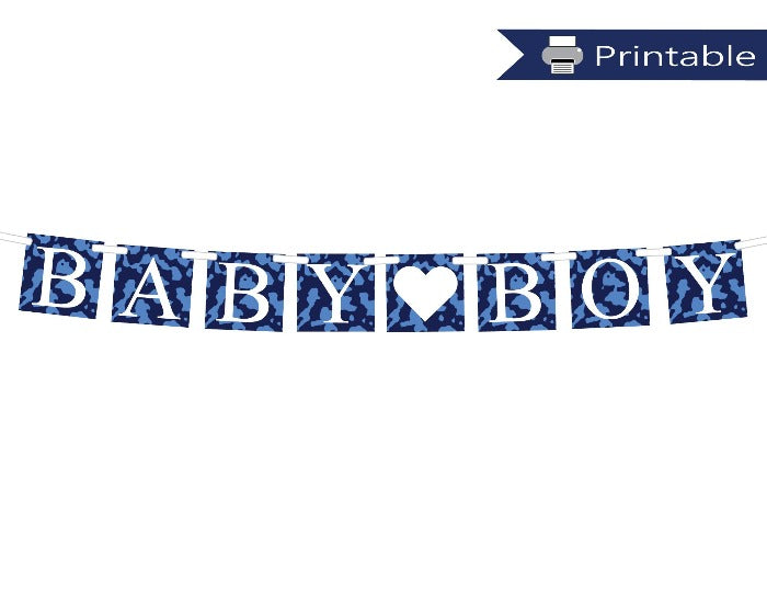 Printable Blue Camo Baby Boy Banner