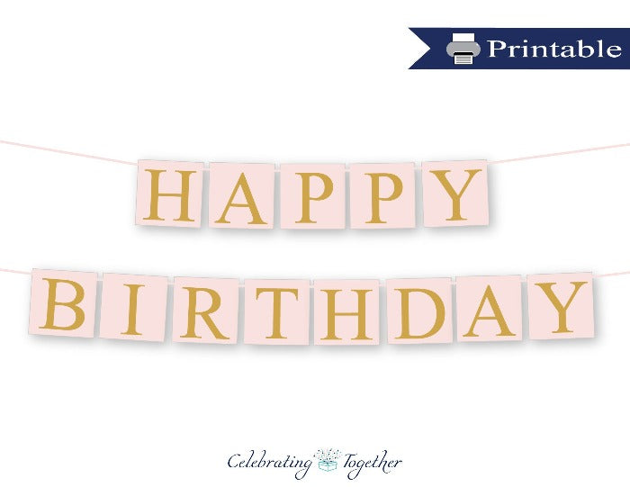 printable girls happy birthday banner - Celebrating Together