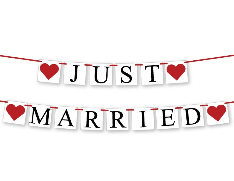 Just Married Banner - Hearts