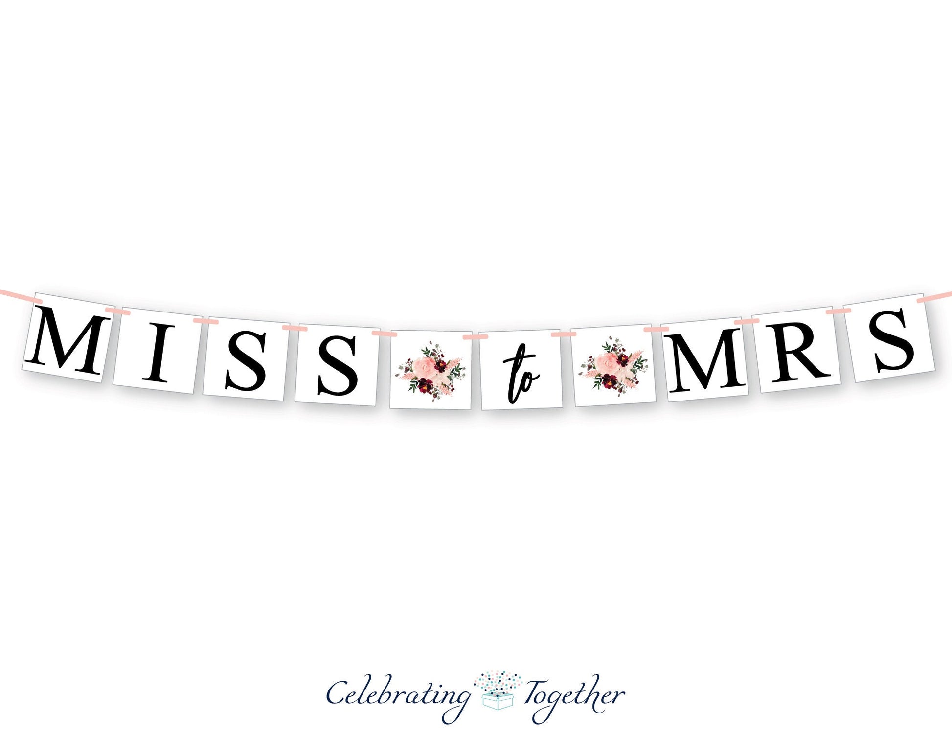 miss to mrs banner - watercolor bridal shower decorations