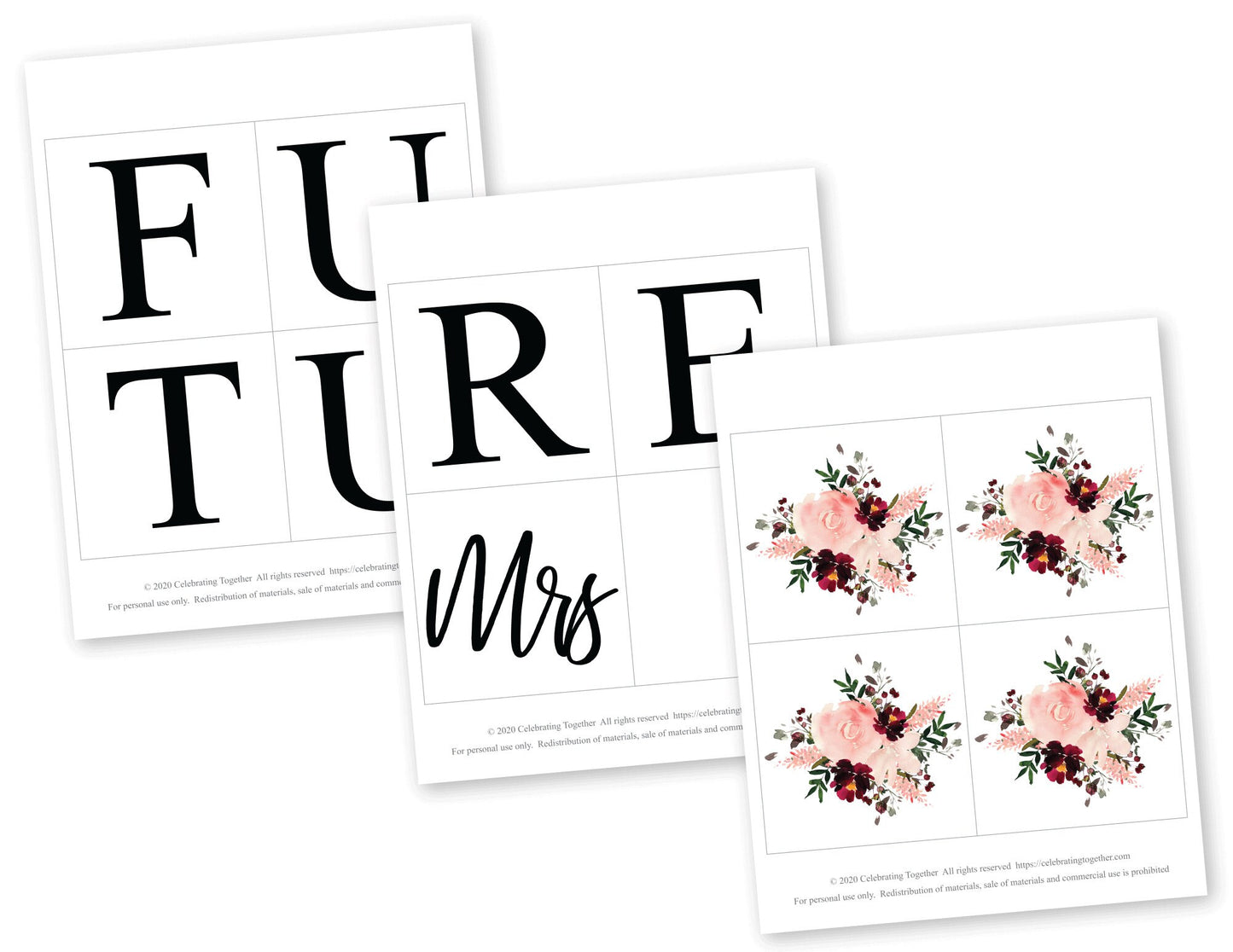 Printable future mrs banner, instant download bridal shower banner, bachelorette party decorations, watercolor floral soon to be mrs sign