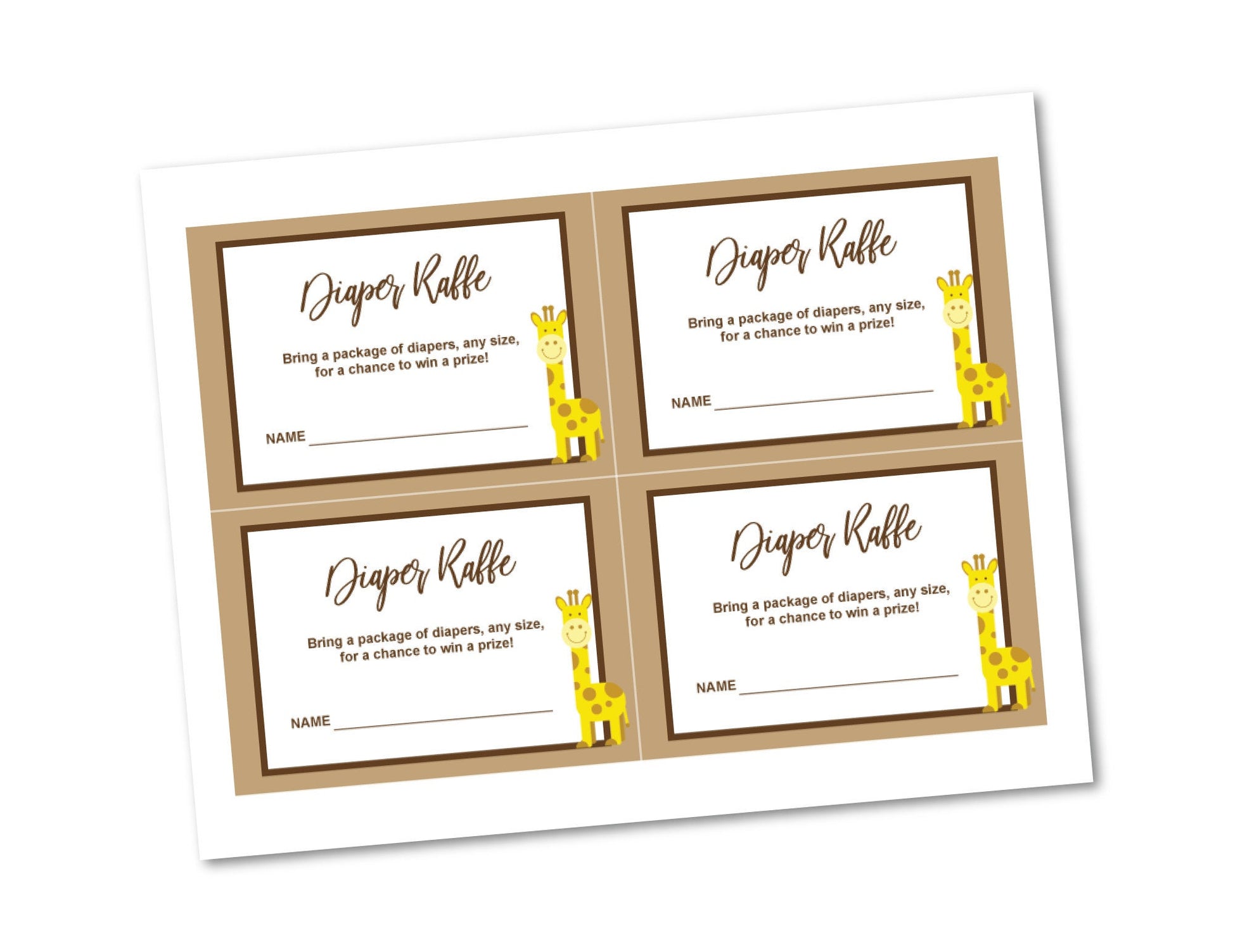 printable zoo diaper raffle cards - Celebrating Together