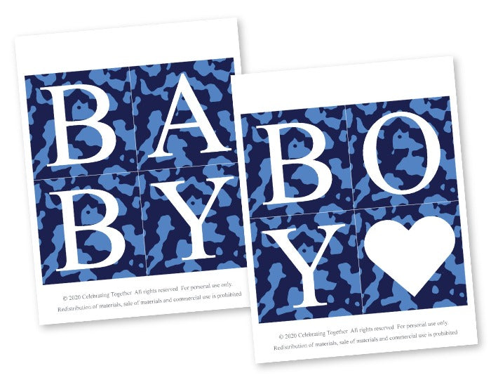 Printable Blue Camo Baby Boy Banner