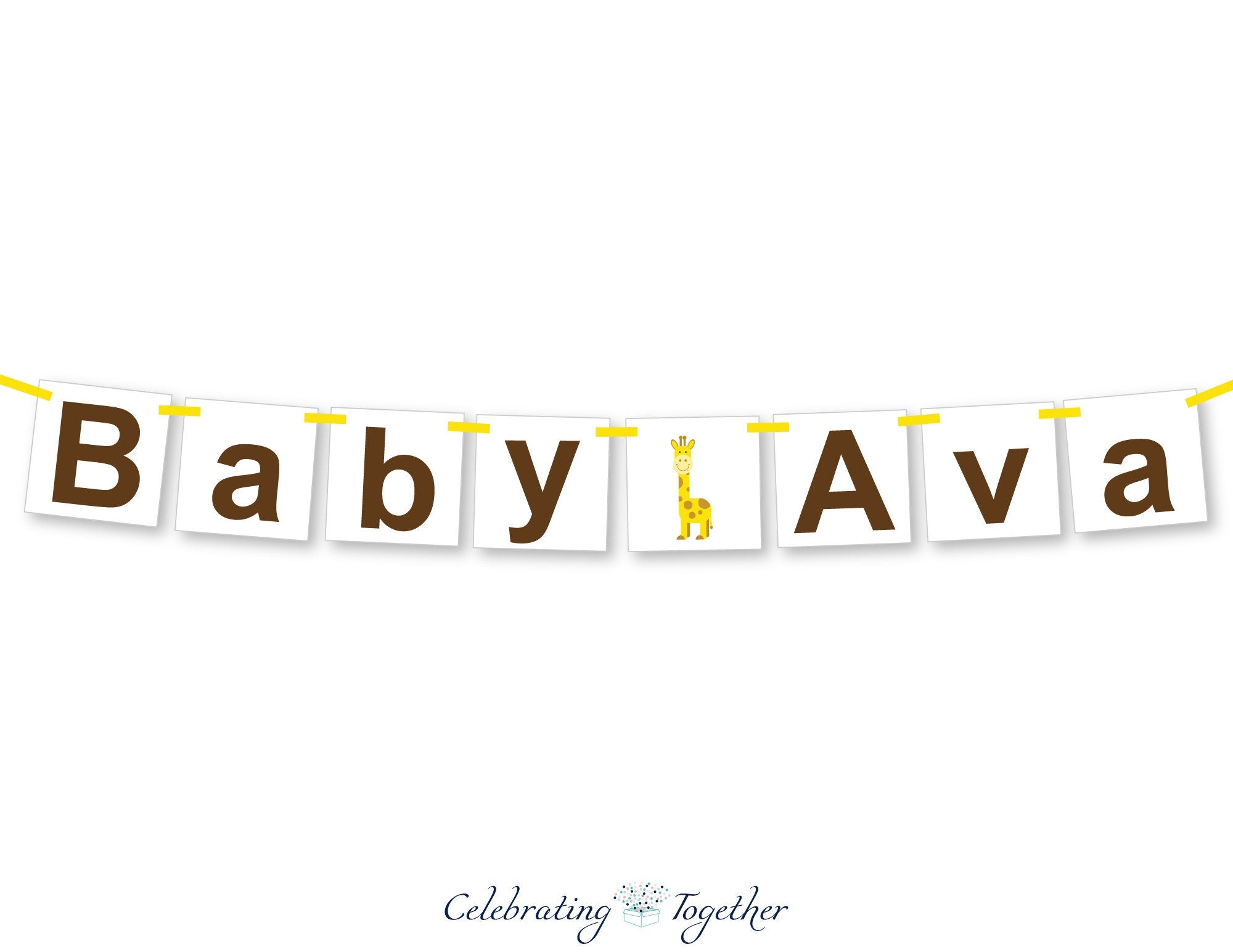 Personalized Baby Name Banner - Giraffe Baby Shower Decorations