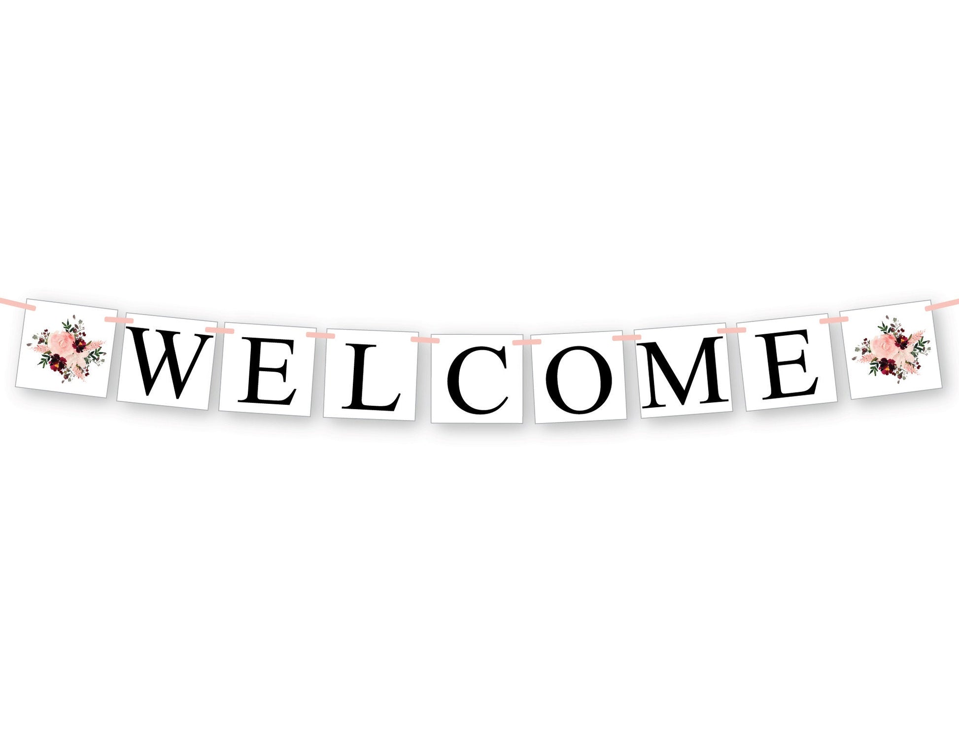 welcome banner - flower baby shower decorations - 
