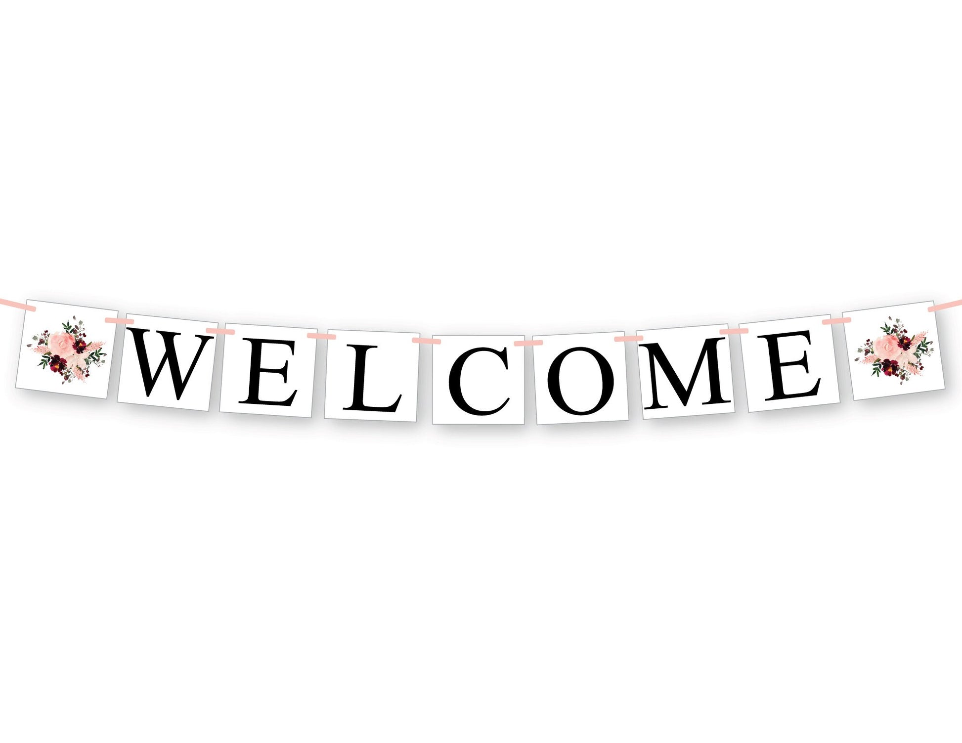 welcome banner - watercolor flower bridal shower decorations - baby shower decor