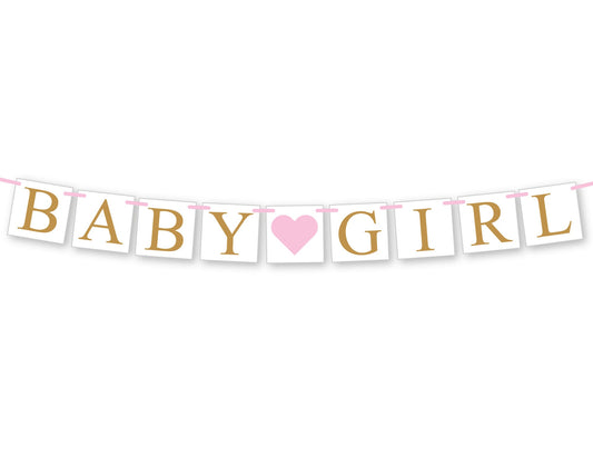 pink and gold baby girl banner - baby shower decoration
