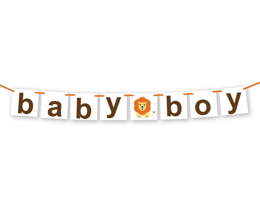 baby boy banner - lion baby shower decorations