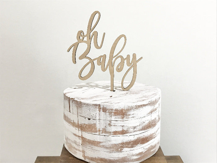 oh baby cake topper - rustic baby shower decorations 