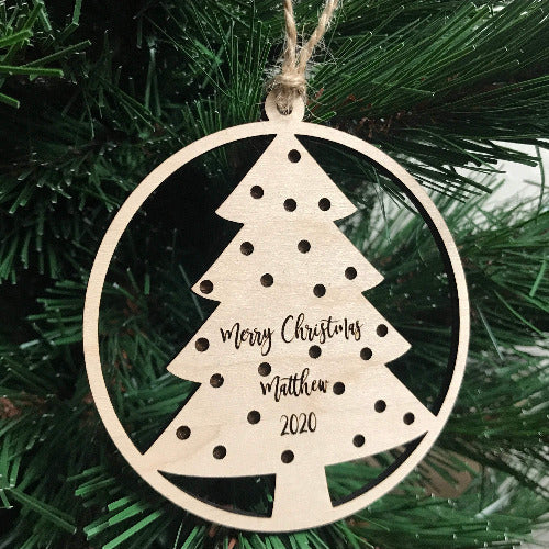 christmas tree ornaments - personalized name holiday decor - Woodbott
