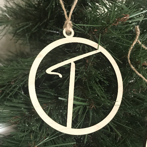 Letter T personalized initial ornaments - Wooden Christmas decor 