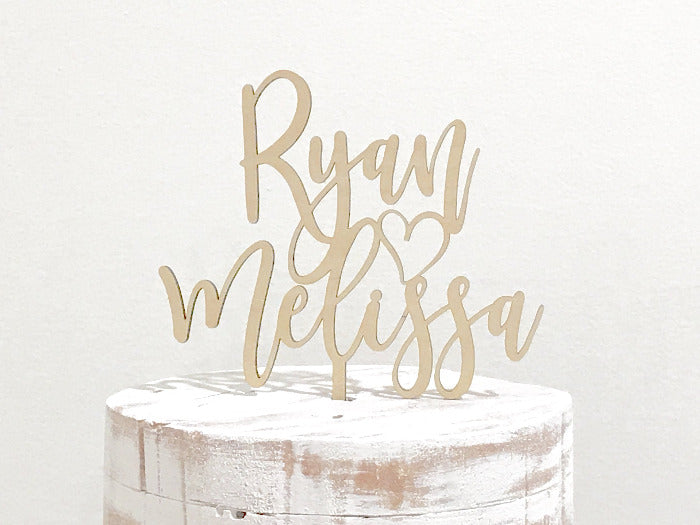 personalized name wooden cake topper - rustic wedding decorations 
