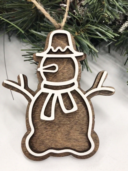 wooden snowman ornament 
