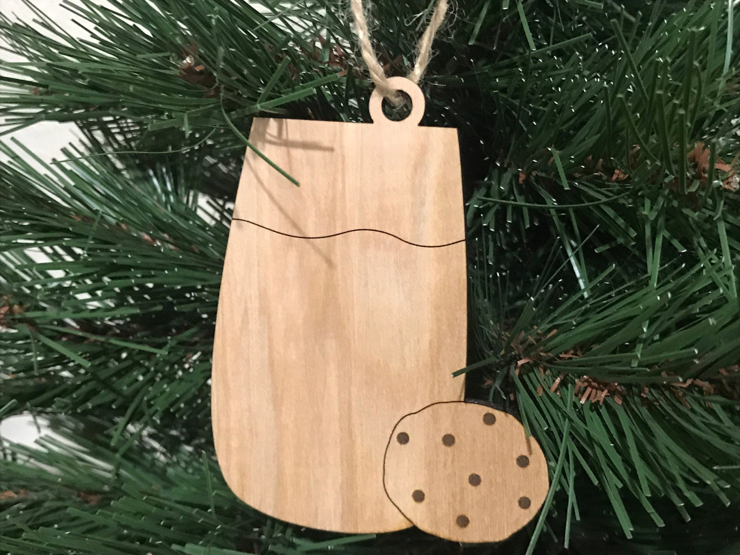 chocolate chip cookie and glass of milk ornament
