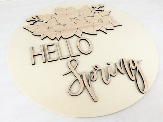 DIY hello spring sign - floral paint by numbers sign