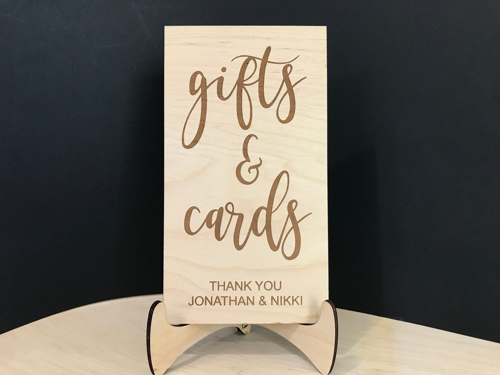 engraved gifts and cards sign - rustic wedding decor 