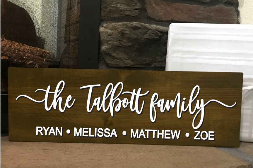 3d personalized last name sign with family member names 