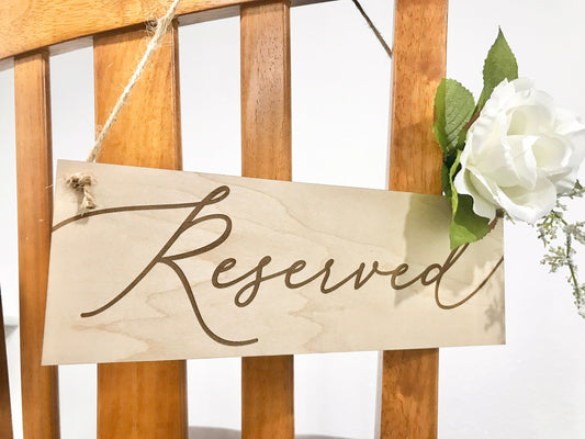 engraved reserved wedding chair sign - Celebrating Together