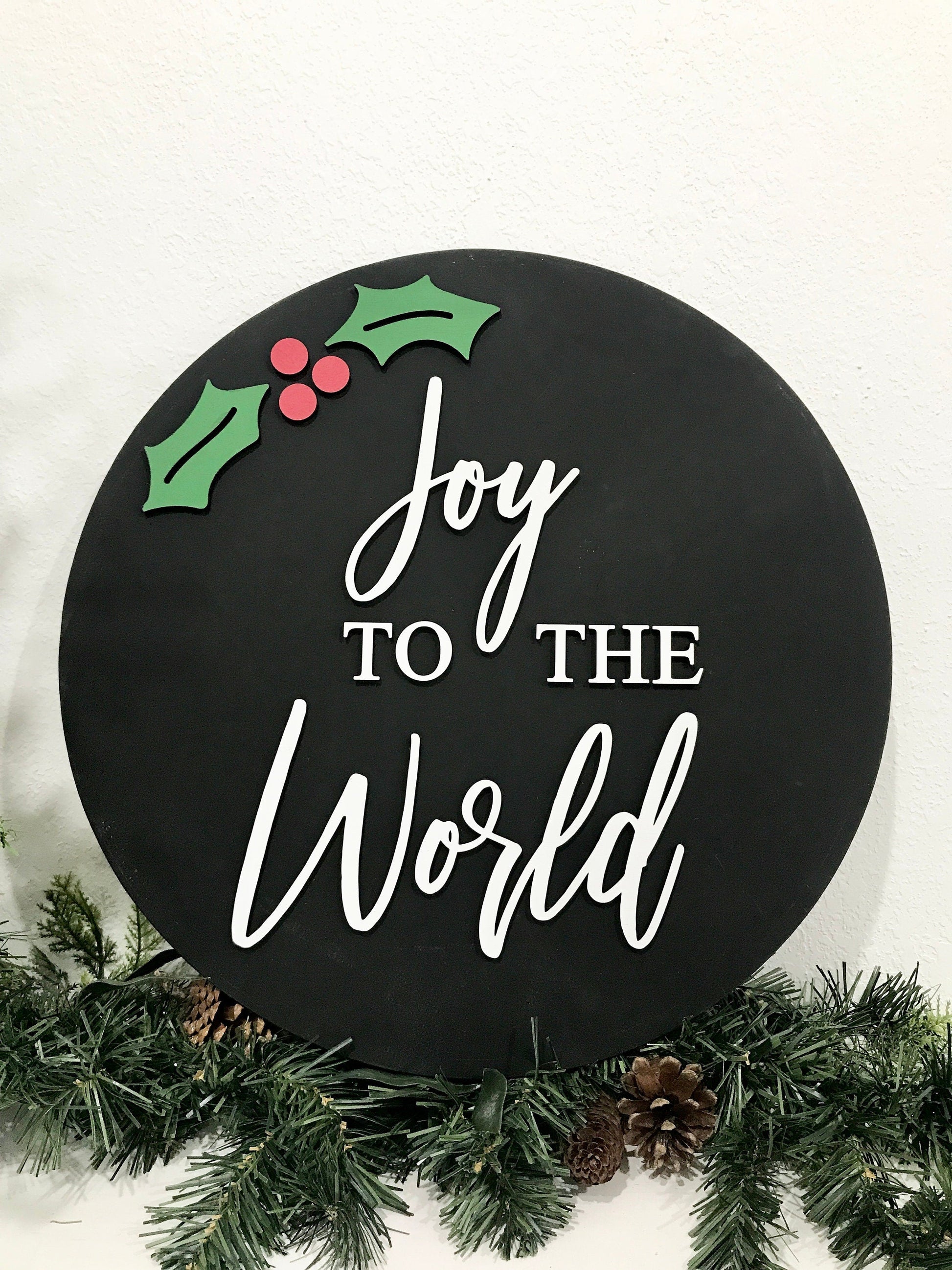 holly leaf holiday decor - joy to the world signs